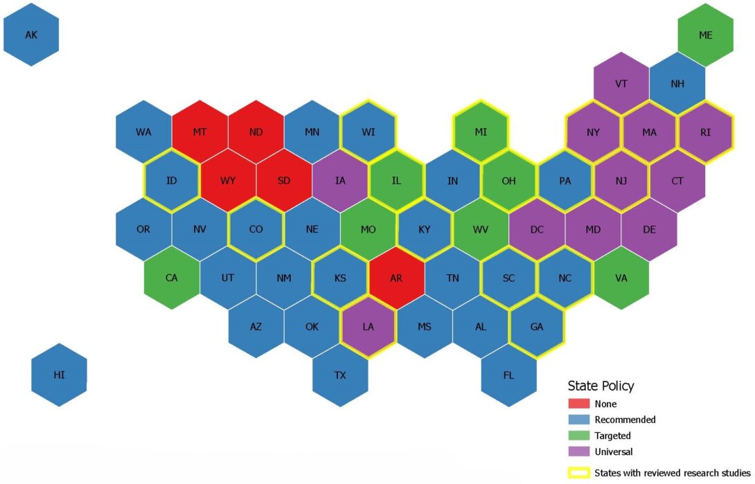 Lead state policy map