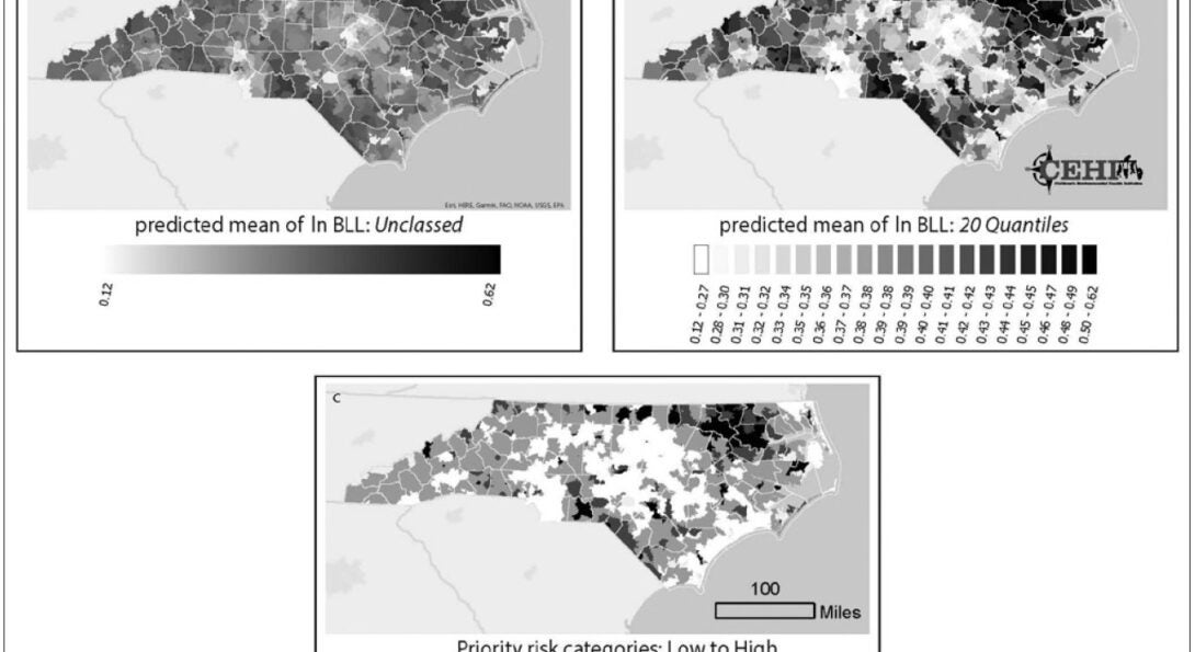 predicted mean of log normalized BLLs in North Carolina